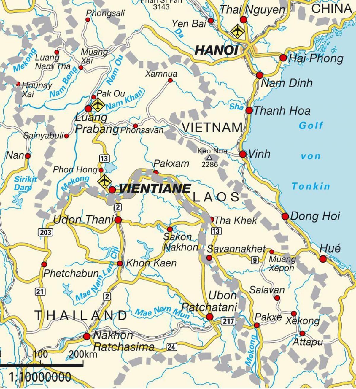 aerodrome u laosu mapu