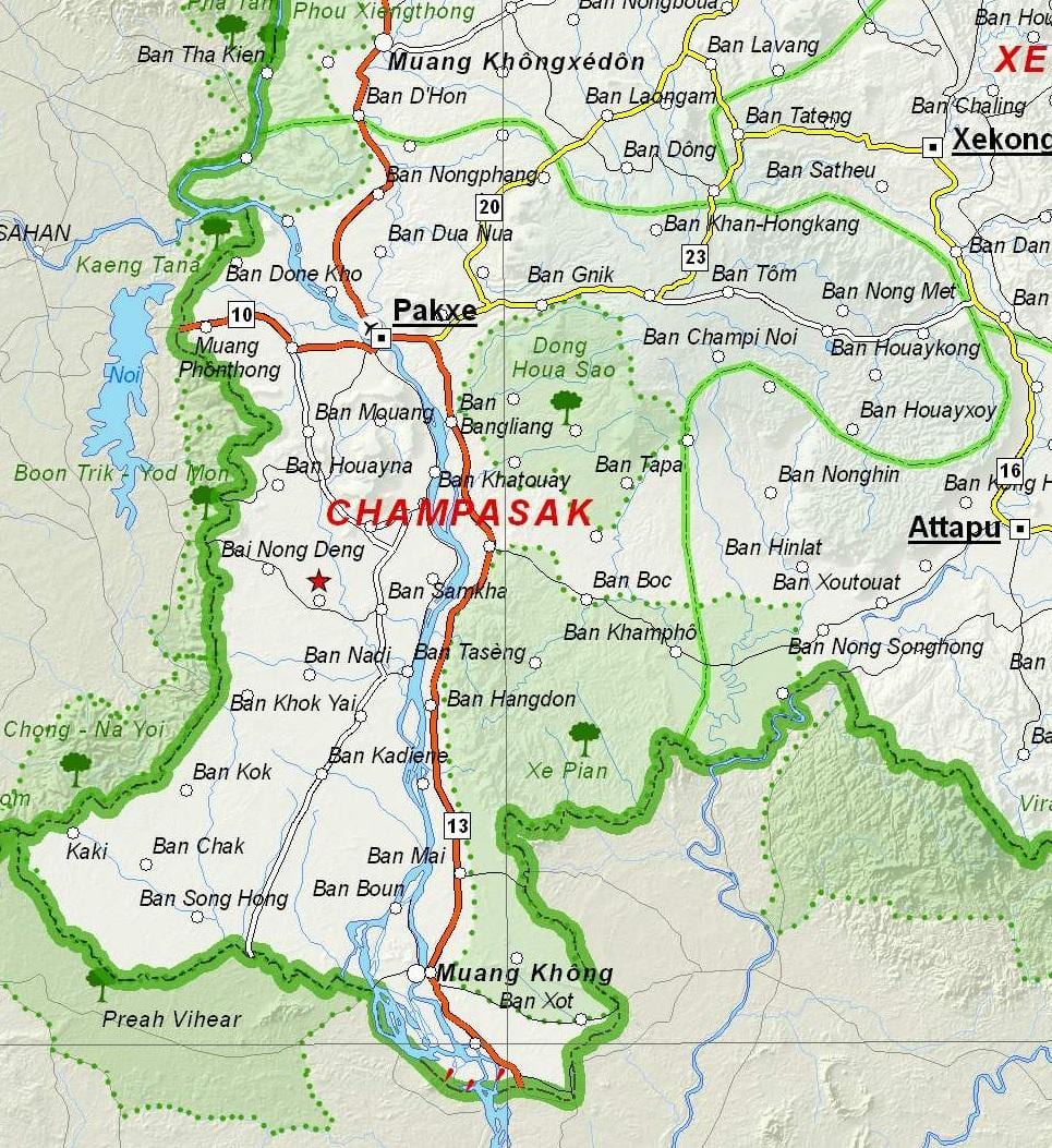Mapa champasak laos