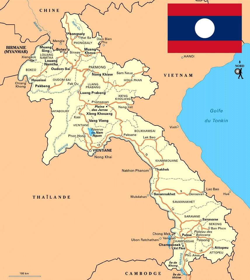 Mapa južnoj laos