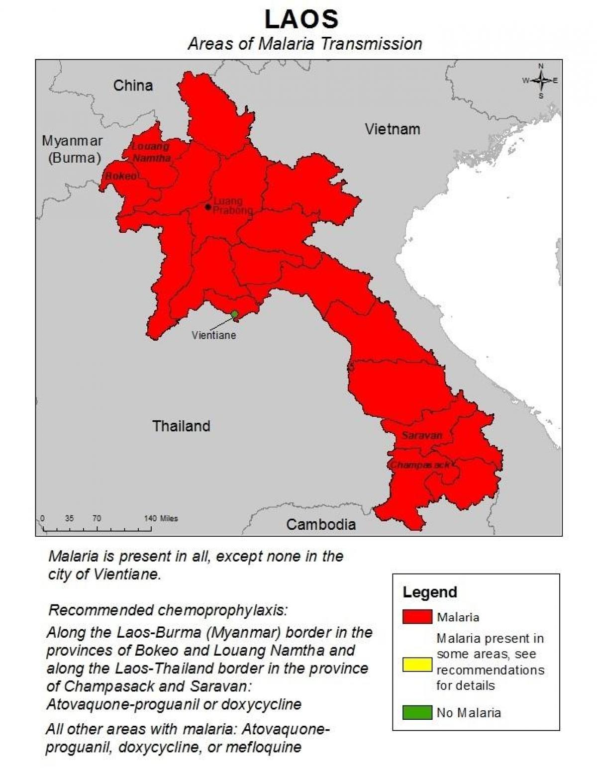 Mapa laos malariju 