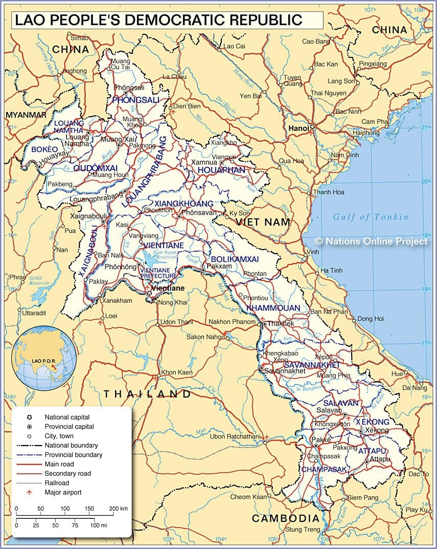 Mapa laos i okolne države
