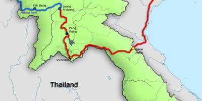 Mekong rijeku u laosu mapu